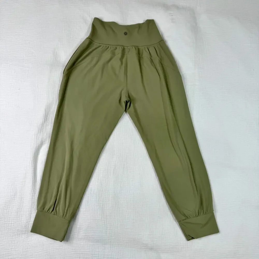 Athleta Salutation Cargo Jogger Pants Women's XS Olive Green Athleisure Pilates - Picture 12 of 16